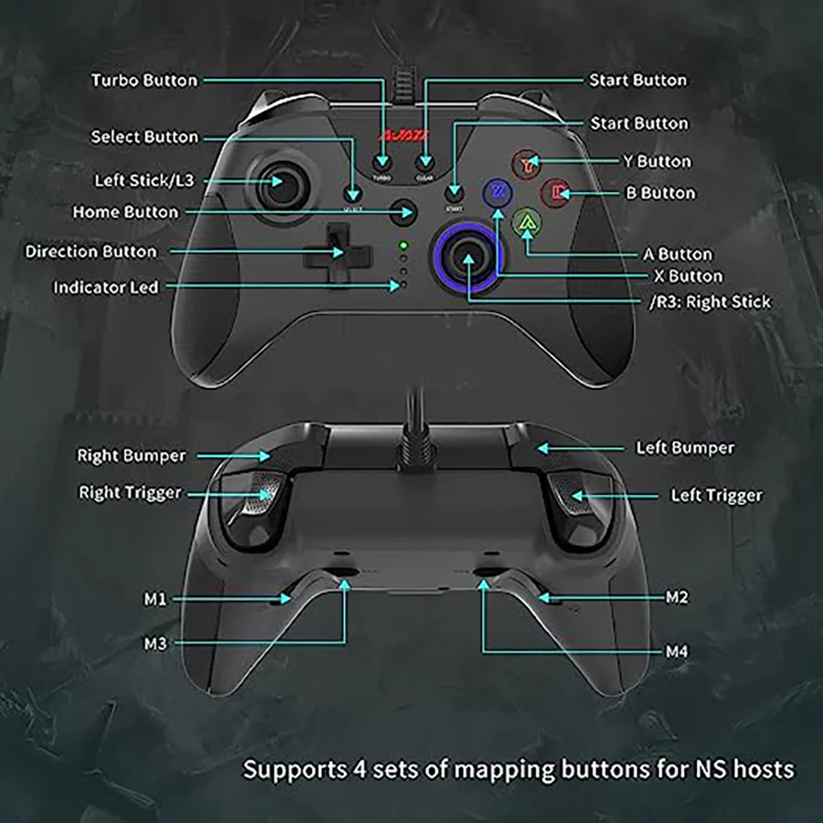 AJAZZ AG110 Gamepad Smart Chip Double Vibration Precise Joystick Precision 6.6ft Cable - Image 4