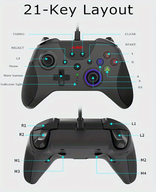 AJAZZ AG110 Gamepad Smart Chip Double Vibration Precise Joystick Precision 6.6ft Cable - Image 5