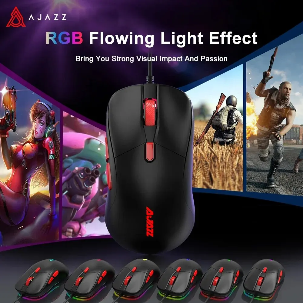 Ajazz AJ129 Mouse Gaming opt cal engine 6 Gear Adjustment Macro 12 Kinds Of Lamp Effect Switch Programming Design Lightweight - Image 4