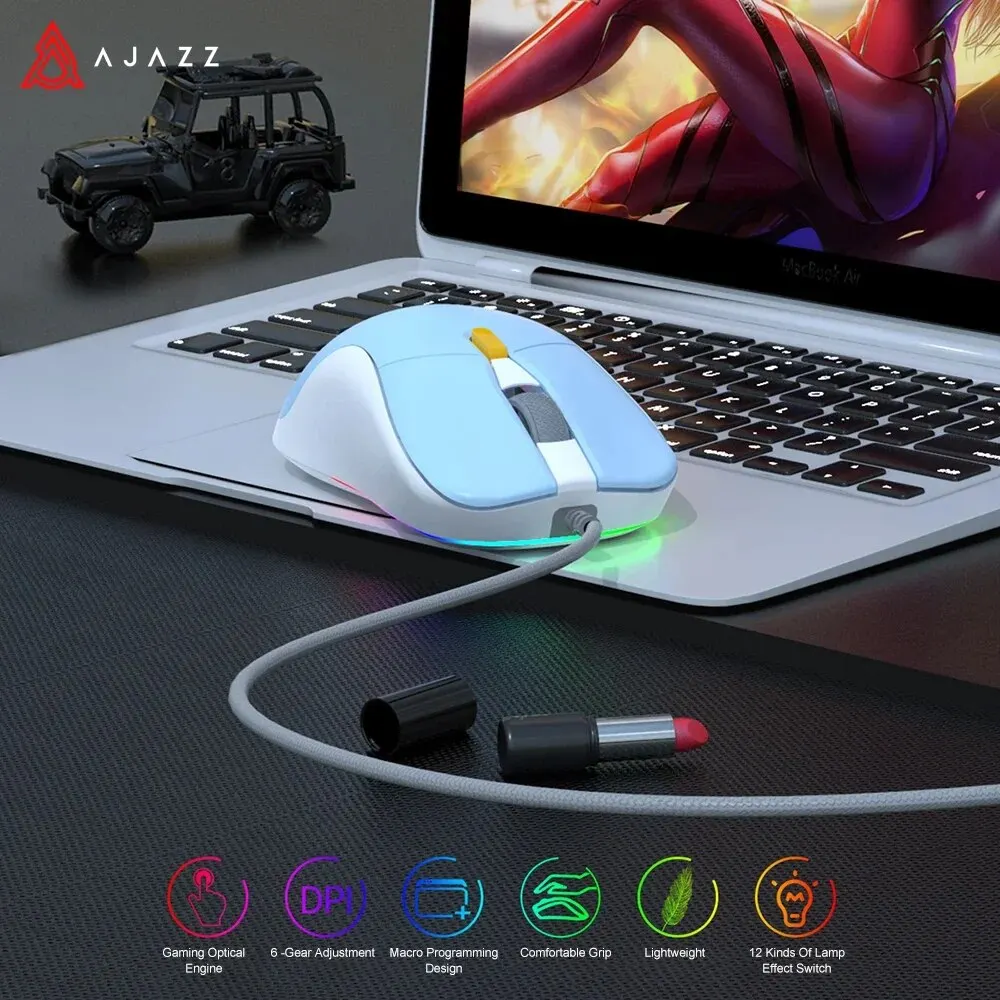 Ajazz AJ129 Mouse Gaming opt cal engine 6 Gear Adjustment Macro 12 Kinds Of Lamp Effect Switch Programming Design Lightweight - Image 7