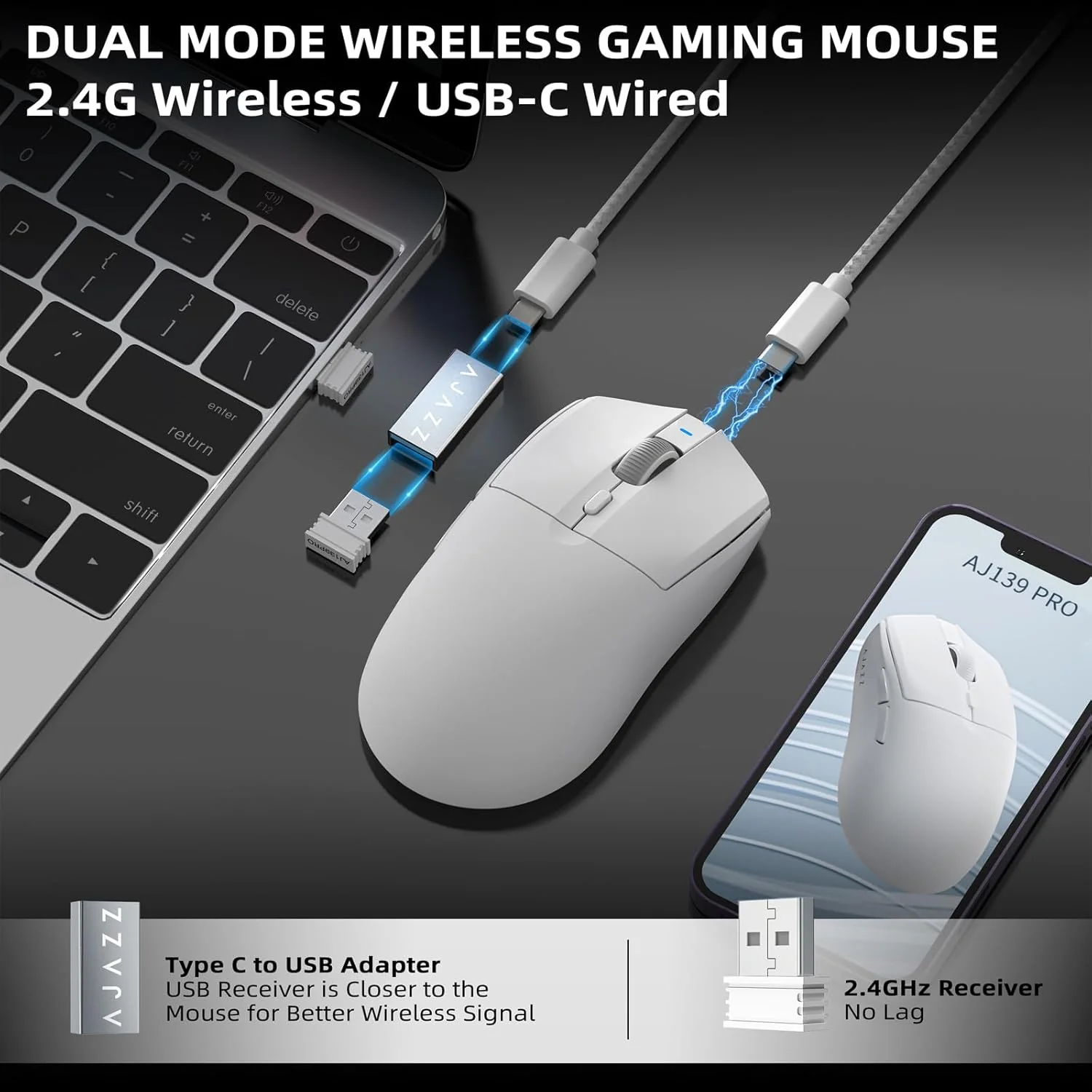 AJAZZ AJ139 PRO Mouse PAW3395 4000Hz Polling Rate 26000DPI Max 59g Lightweigh - Image 14