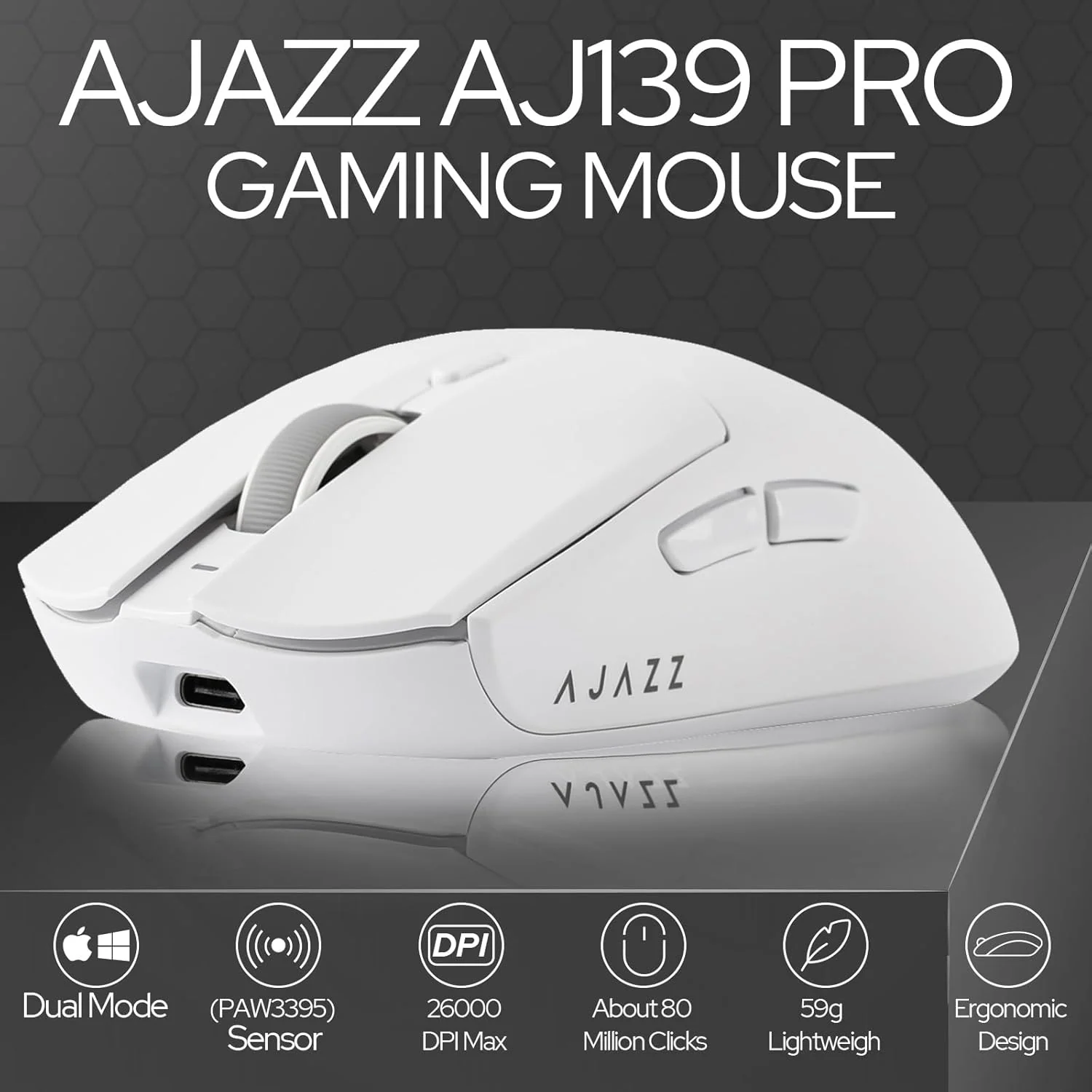 AJAZZ AJ139 PRO Mouse PAW3395 4000Hz Polling Rate 26000DPI Max 59g Lightweigh - Image 23