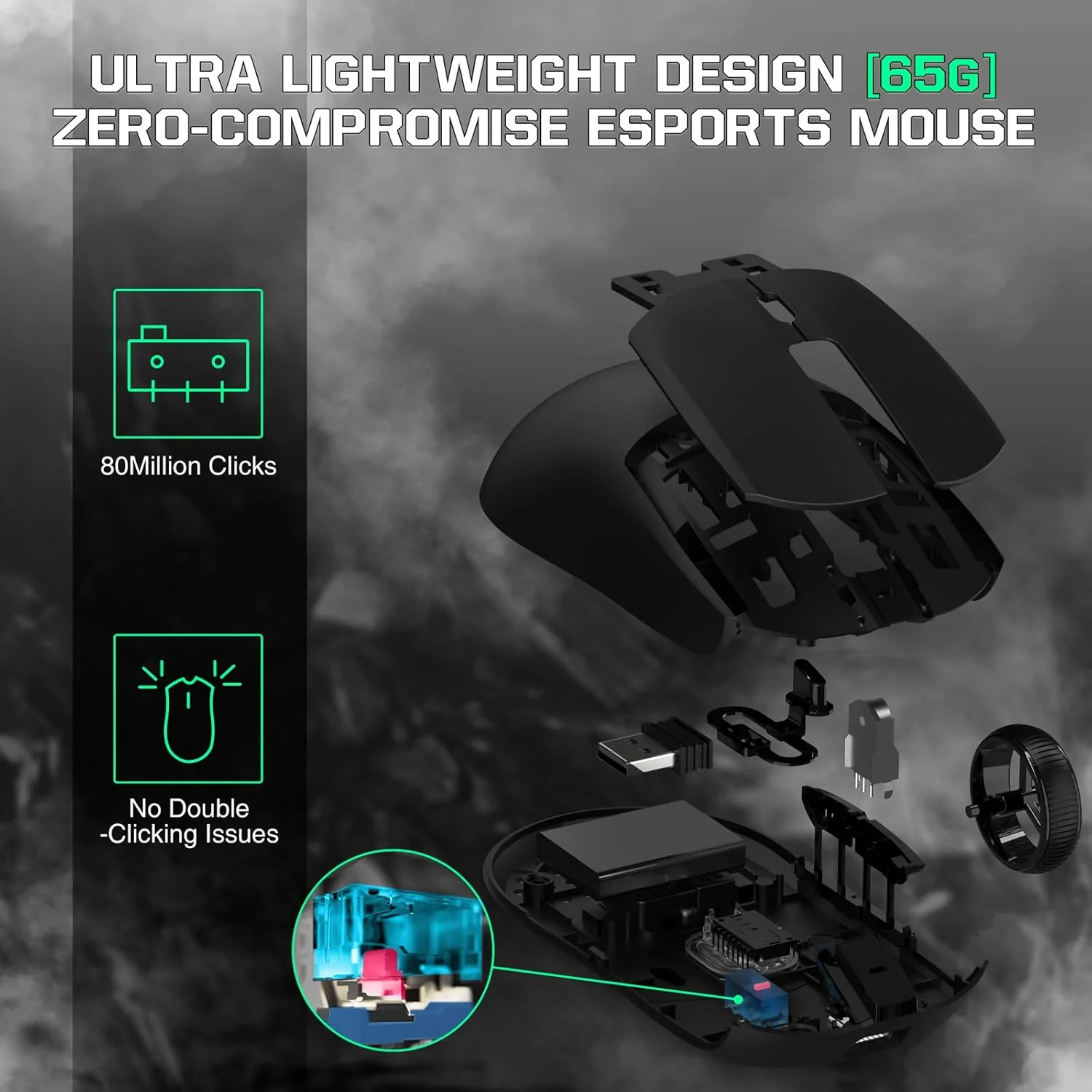 AJAZZ AJ139 PRO Mouse PAW3395 4000Hz Polling Rate 26000DPI Max 59g Lightweigh - Image 8