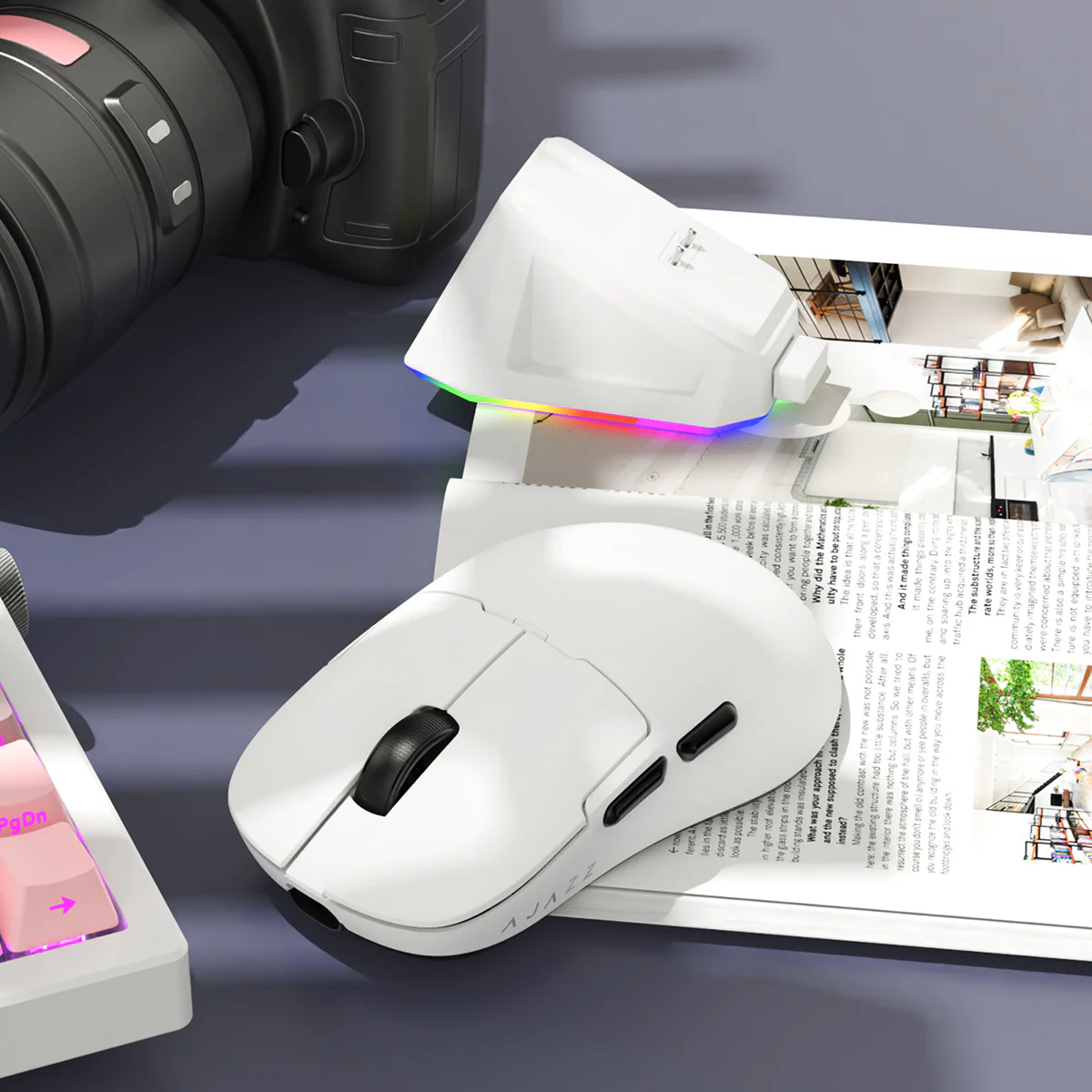 AJAZZ AJ159P MC Gaming Mouse with Magnetic Charging Dock (Bluetooth/2.4GHz Wireless/Wired) PAW3311 Tripe mode 1000Hz return rate - Image 10