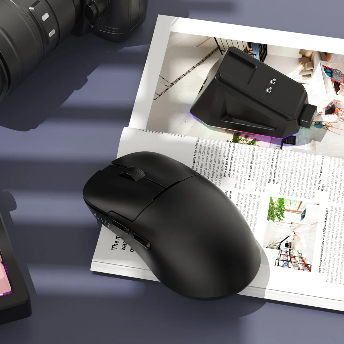 AJAZZ AJ159P MC Gaming Mouse with Magnetic Charging Dock (Bluetooth/2.4GHz Wireless/Wired) PAW3311 Tripe mode 1000Hz return rate - Image 11