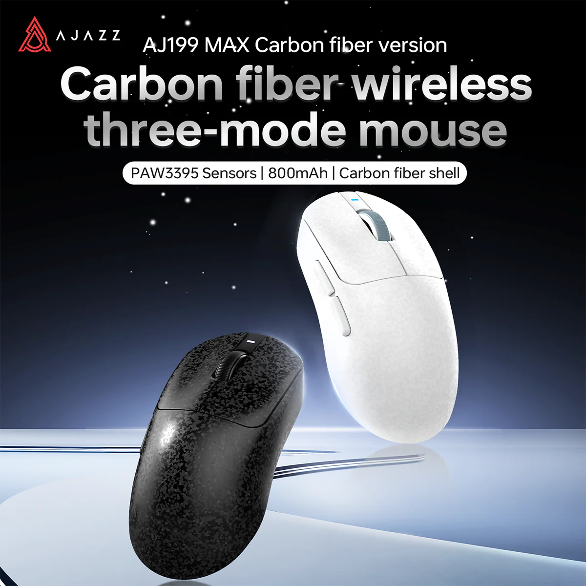 AJAZZ AJ199 MAX Mouse Tri-mode Bluetooth wired [Black/White] - Image 3