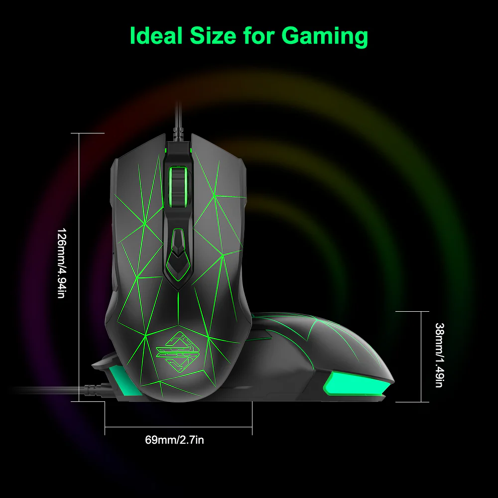 AJAZZ AJ52 Mouse 2500DPI ADNS-5050Gaming Chip 1000HZ Polling Rate Plug Play Wired  7 Programmable Buttons Mouse - Image 10