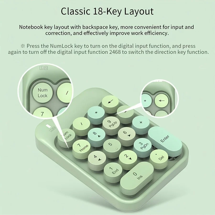 AJAZZ AK18 2.4G Wireless Numeric Keypad Compatible systems window XP - Image 6