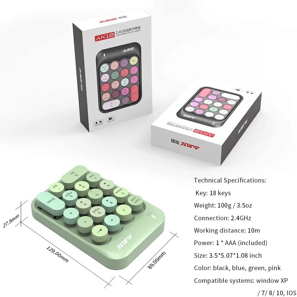 AJAZZ AK18 2.4G Wireless Numeric Keypad Compatible systems window XP - Image 7