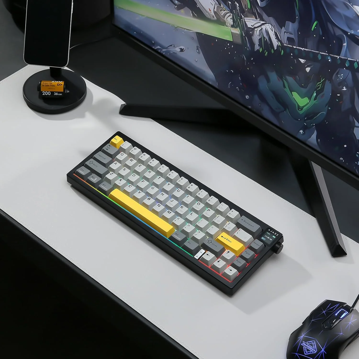 AJAZZ AK650 Mechanical Keyboard 5000mAh Battery Hot-Swap Wired/Bluetooth/2.4Ghz Wireless TFT Color Display Metal Knob Custom GIFs 65% Layout - Image 14