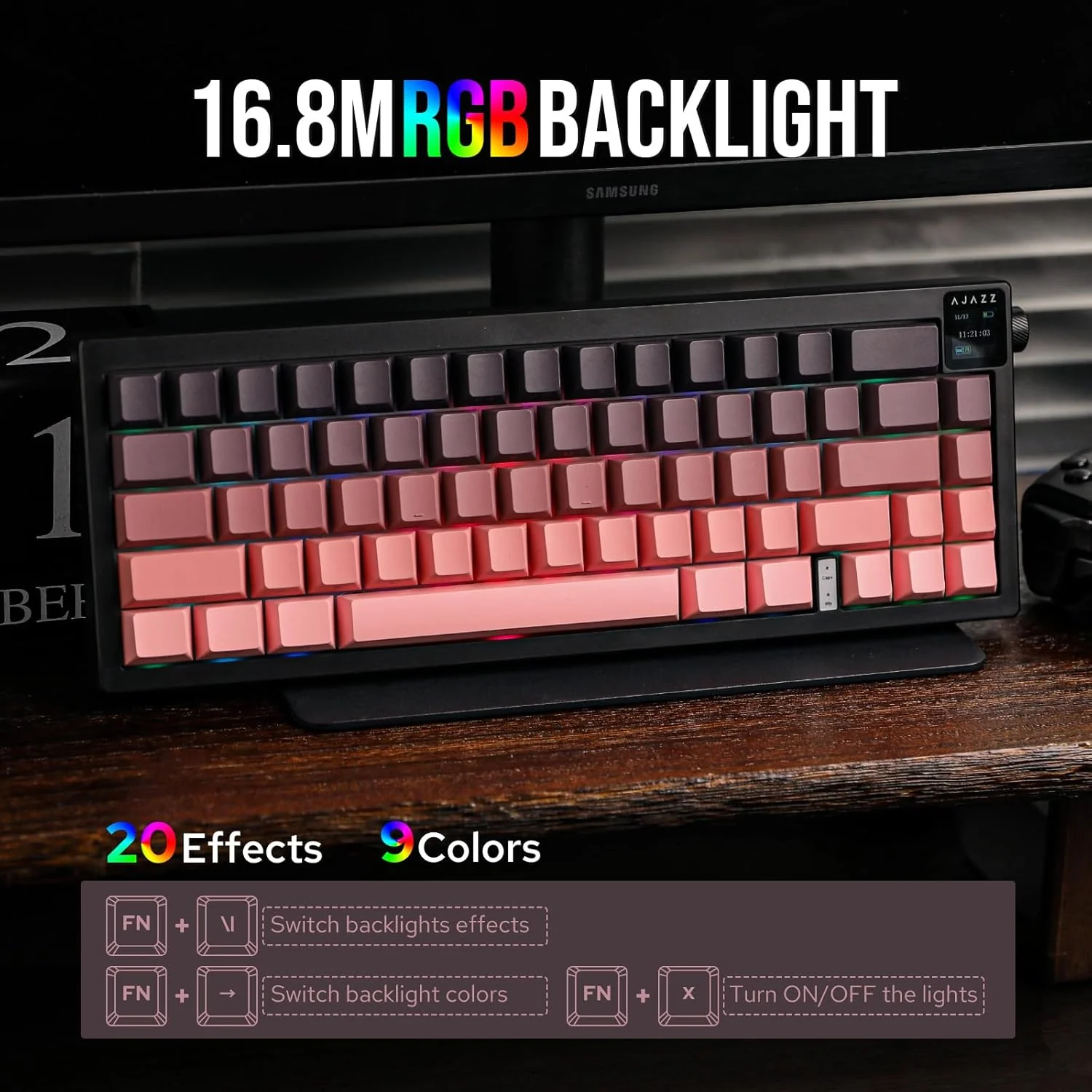 AJAZZ AK650 Mechanical Keyboard 5000mAh Battery Hot-Swap Wired/Bluetooth/2.4Ghz Wireless TFT Color Display Metal Knob Custom GIFs 65% Layout - Image 18