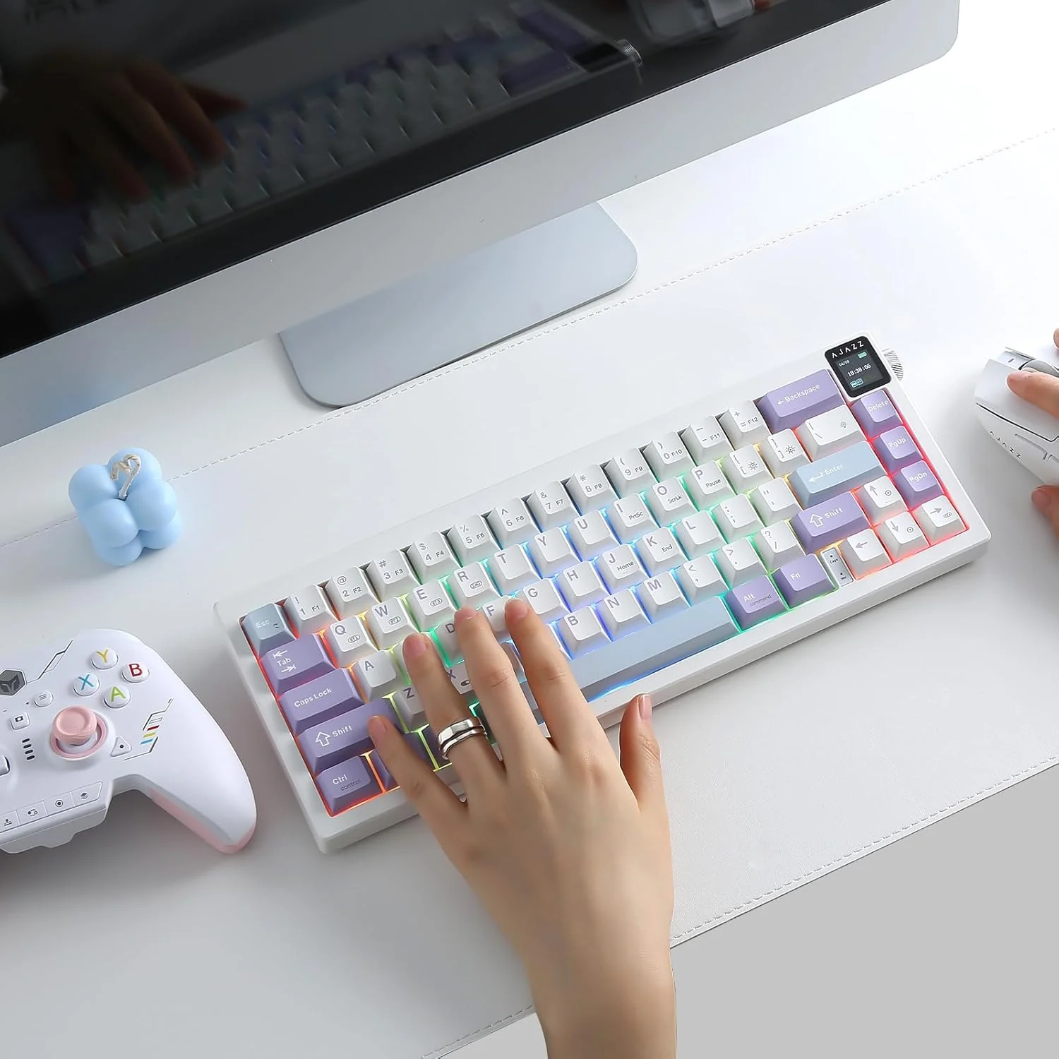 AJAZZ AK650 Mechanical Keyboard 5000mAh Battery Hot-Swap Wired/Bluetooth/2.4Ghz Wireless TFT Color Display Metal Knob Custom GIFs 65% Layout - Image 29