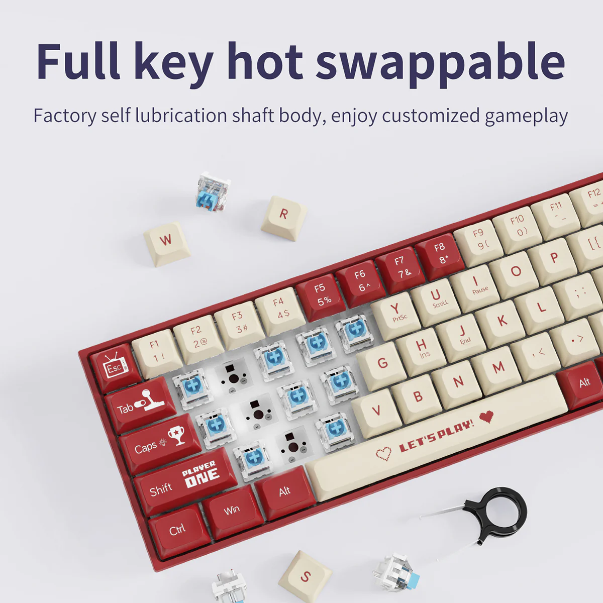 AJAZZ AK680 Keyboard wired Mixed color lights Dual key caps  Full key hot swappable - Image 10