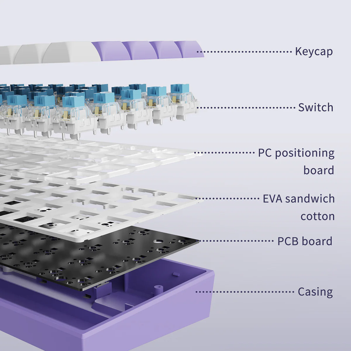 AJAZZ AK680 Keyboard wired Mixed color lights Dual key caps  Full key hot swappable - Image 6