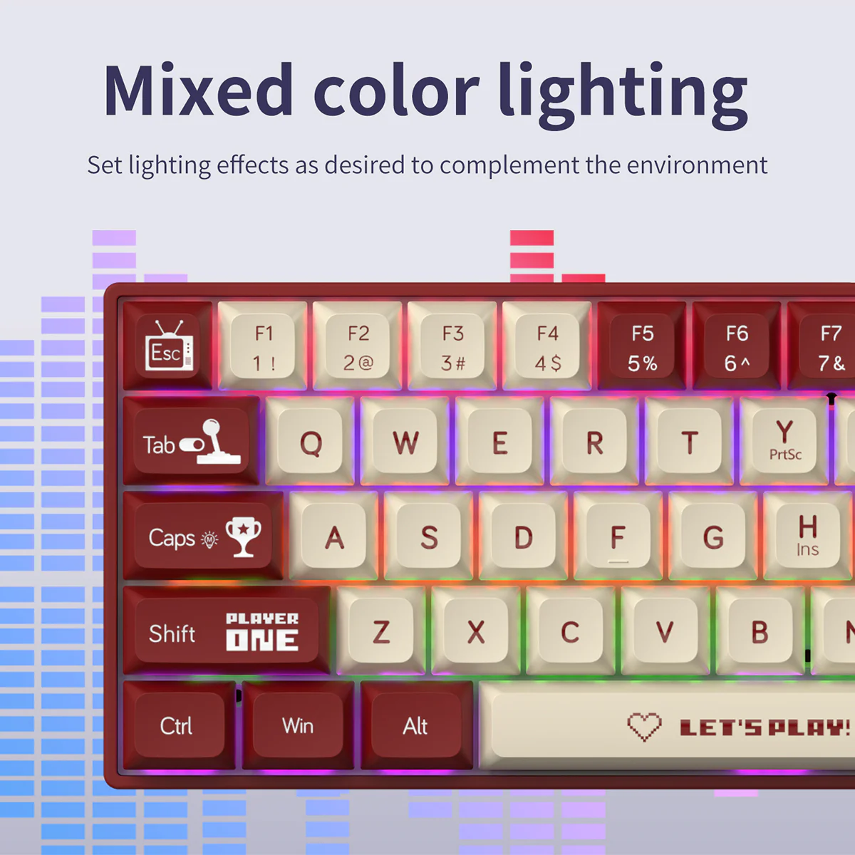AJAZZ AK680 Keyboard wired Mixed color lights Dual key caps  Full key hot swappable - Image 7