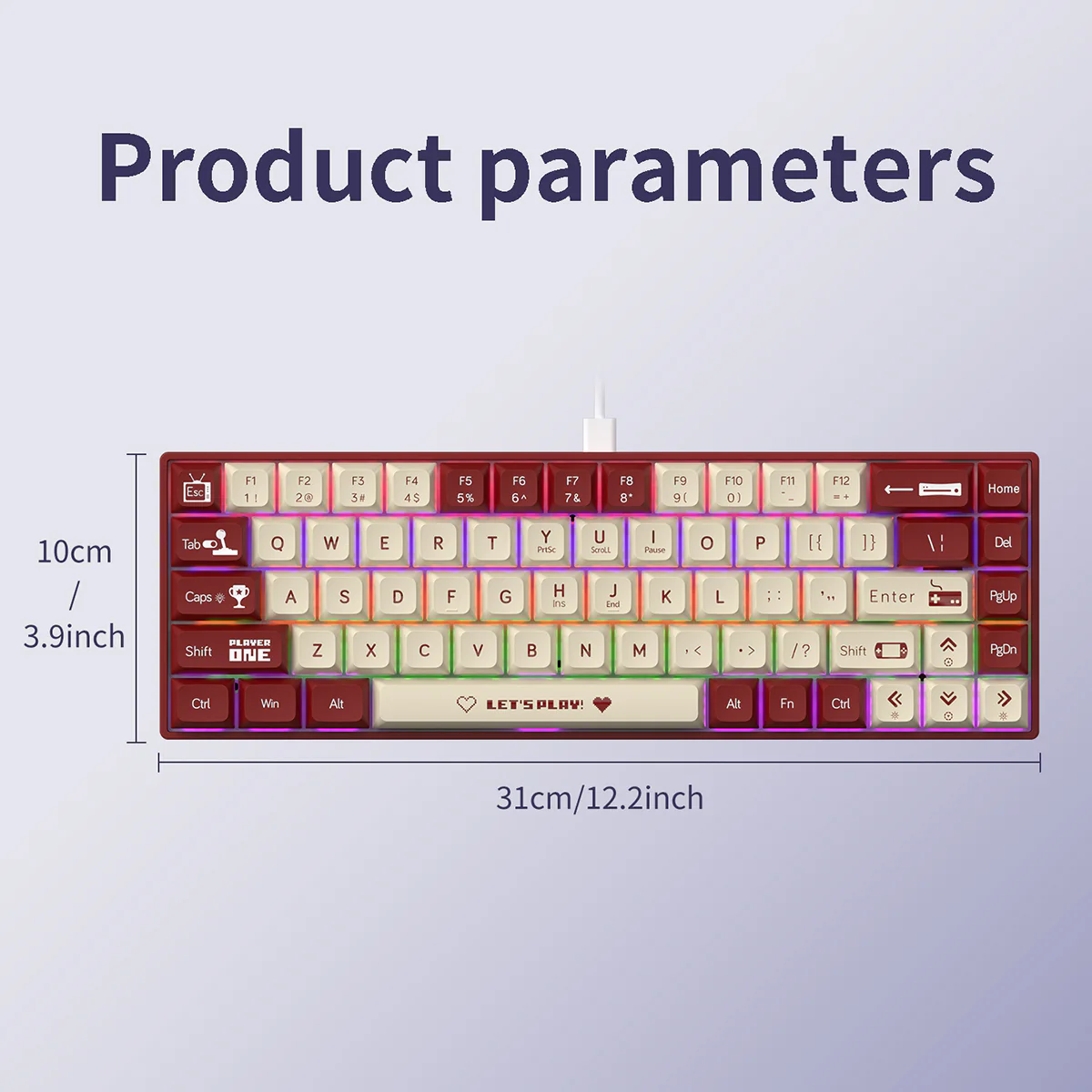 AJAZZ AK680 Keyboard wired Mixed color lights Dual key caps  Full key hot swappable - Image 8