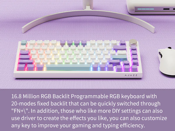 AJAZZ AK820 Mechanical Keyboard Hot Swapping 75% Layout with Knob Supprt win & Mac - Image 32