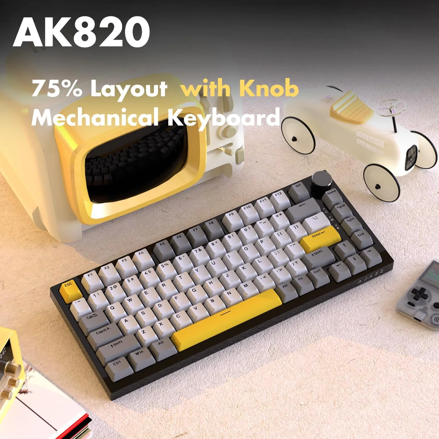 AJAZZ AK820 Mechanical Keyboard Hot Swapping 75% Layout with Knob Supprt win & Mac - Image 6