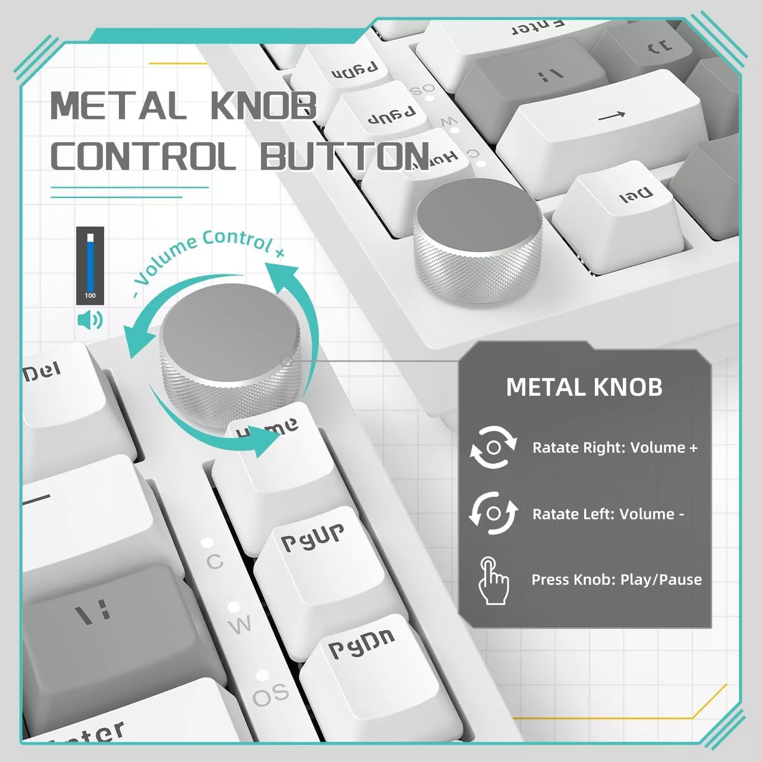 AJAZZ AK820 Mechanical Keyboard Hot Swapping 75% Layout with Knob Supprt win & Mac - Image 7