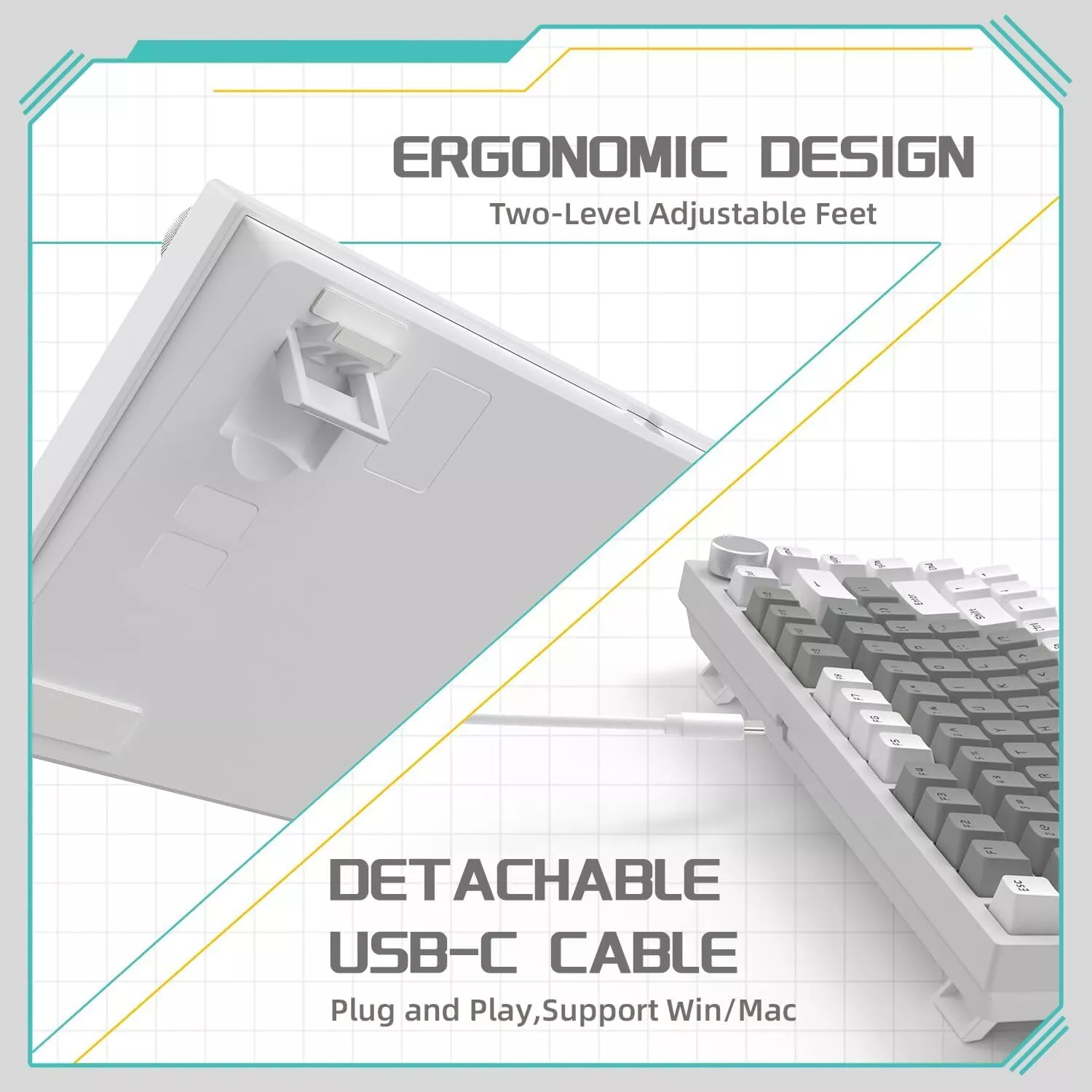AJAZZ AK820 Mechanical Keyboard Hot Swapping 75% Layout with Knob Supprt win & Mac - Image 8