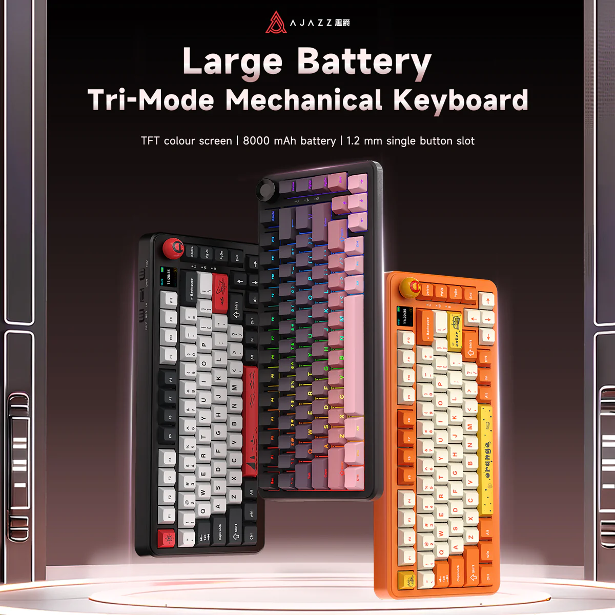 AJAZZ AK820 MAX PLUS Mechanical Keyboard TFT colour screen 8000 mAh battery 1.2mm single button slot - Image 5
