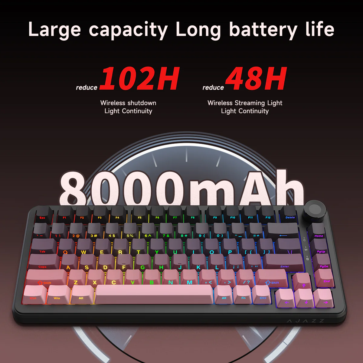 AJAZZ AK820 MAX PLUS Mechanical Keyboard TFT colour screen 8000 mAh battery 1.2mm single button slot - Image 9