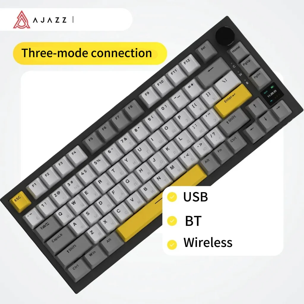 AJAZZ AK820 PRO Mechanical Keyboard TFT Screen Bluetooth /2.4G wireless /Wired Mode RGB Hot-Swap Compatible with Windows/Mac - Image 12