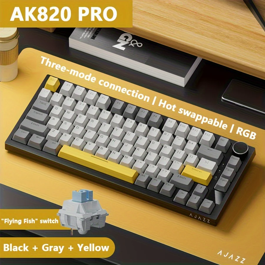 AJAZZ AK820 PRO Mechanical Keyboard TFT Screen Bluetooth /2.4G wireless /Wired Mode RGB Hot-Swap Compatible with Windows/Mac - Image 15