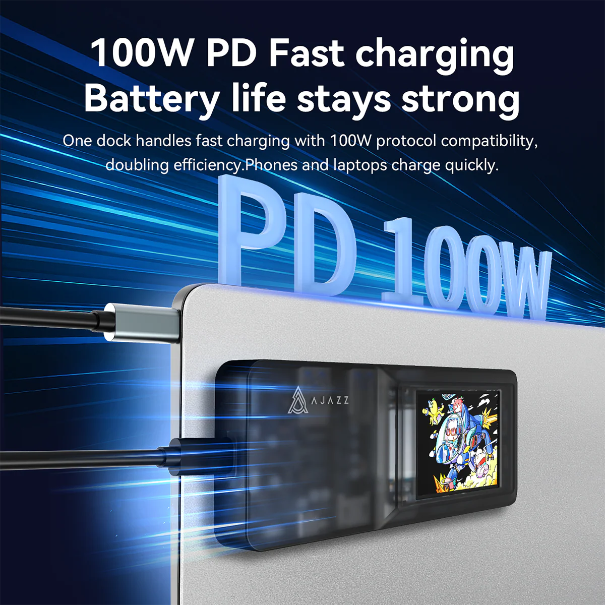 AJAZZ AKP01E High-speed mobile office visual screen stand Visual display PD100W fast charging 4K high-definition screen projection - Image 6