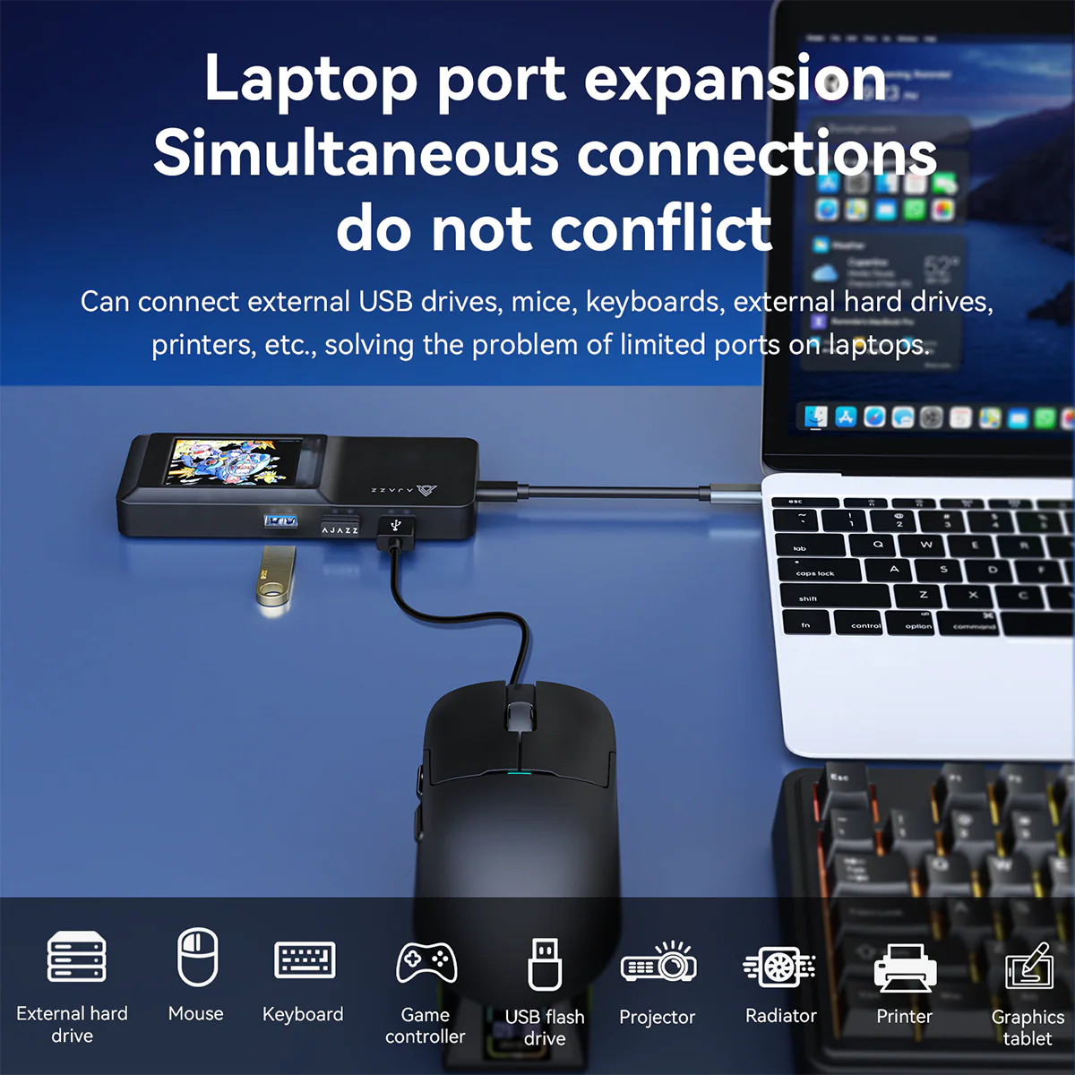 AJAZZ AKP01E High-speed mobile office visual screen stand Visual display PD100W fast charging 4K high-definition screen projection - Image 8