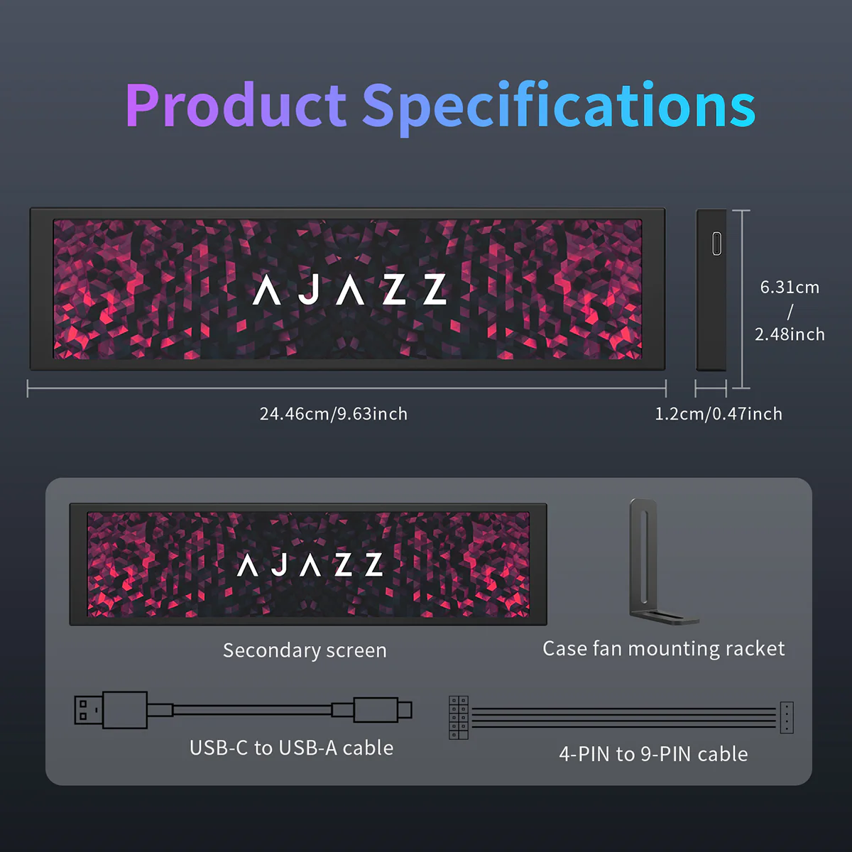 Ajazz AKP02 DIY Universal Secondary Screen 9.2 inches - Image 8