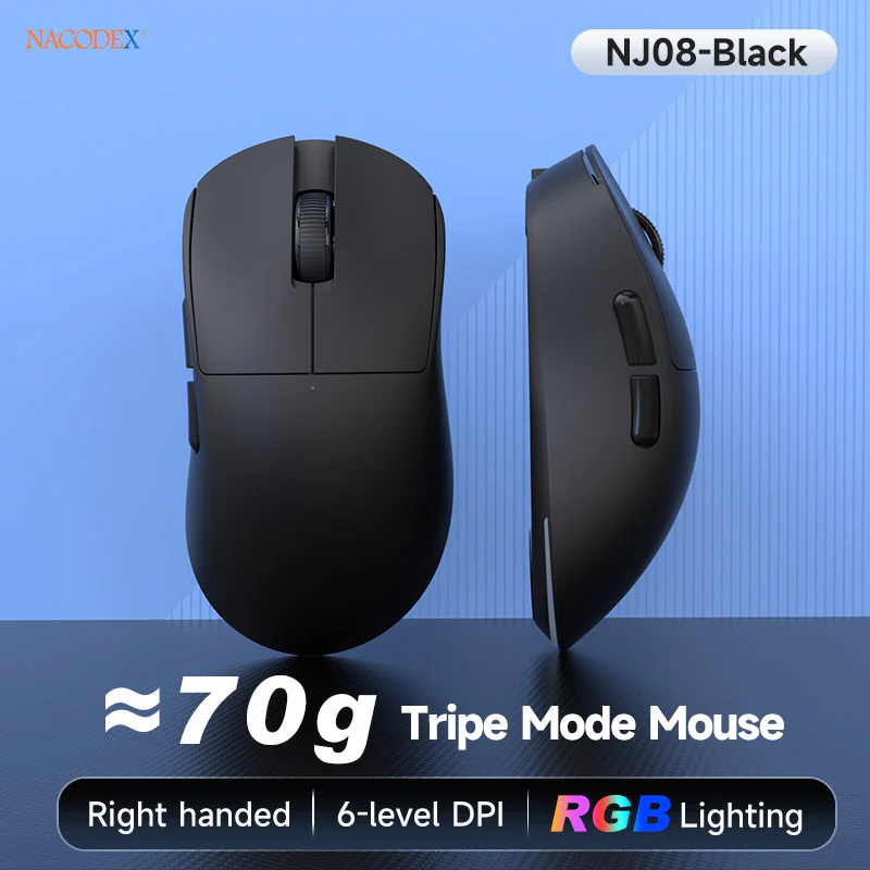 AJAZZ NJ08 Gaming Mouse mouseAll-round type Wired/2.4G Wireless/Bluetooth Type-C charging - Image 16