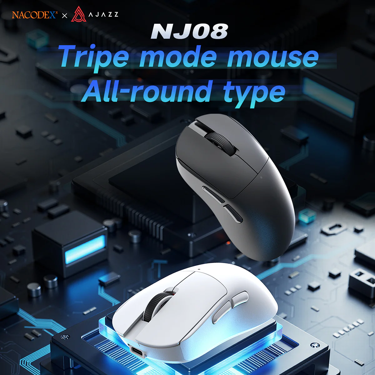 AJAZZ NJ08 Gaming Mouse mouseAll-round type Wired/2.4G Wireless/Bluetooth Type-C charging - Image 5