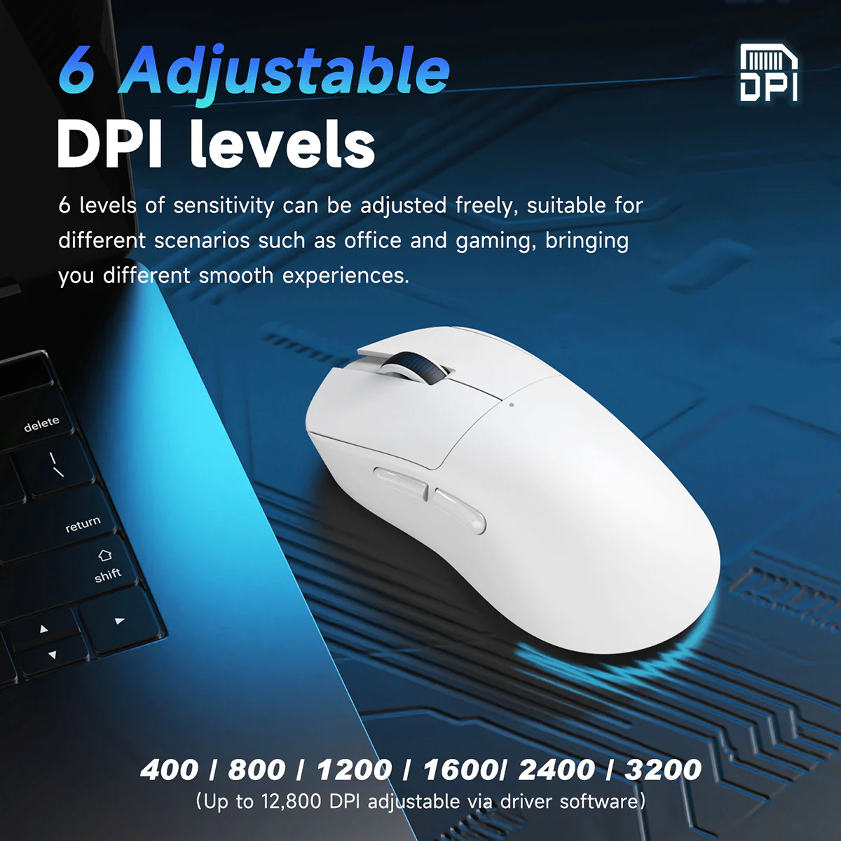 AJAZZ NJ08 Gaming Mouse mouseAll-round type Wired/2.4G Wireless/Bluetooth Type-C charging - Image 7