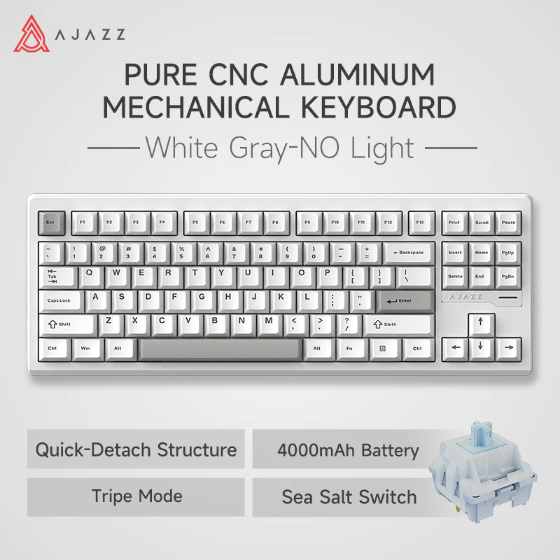 AJAZZ QS87 Aluminum Alloy Retro Mechanical Series Keyboard Three-mode - Image 11