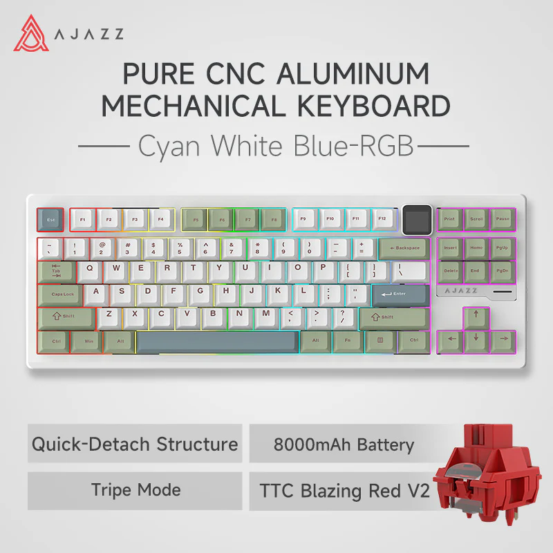 AJAZZ QS87 Aluminum Alloy Retro Mechanical Series Keyboard Three-mode - Image 19