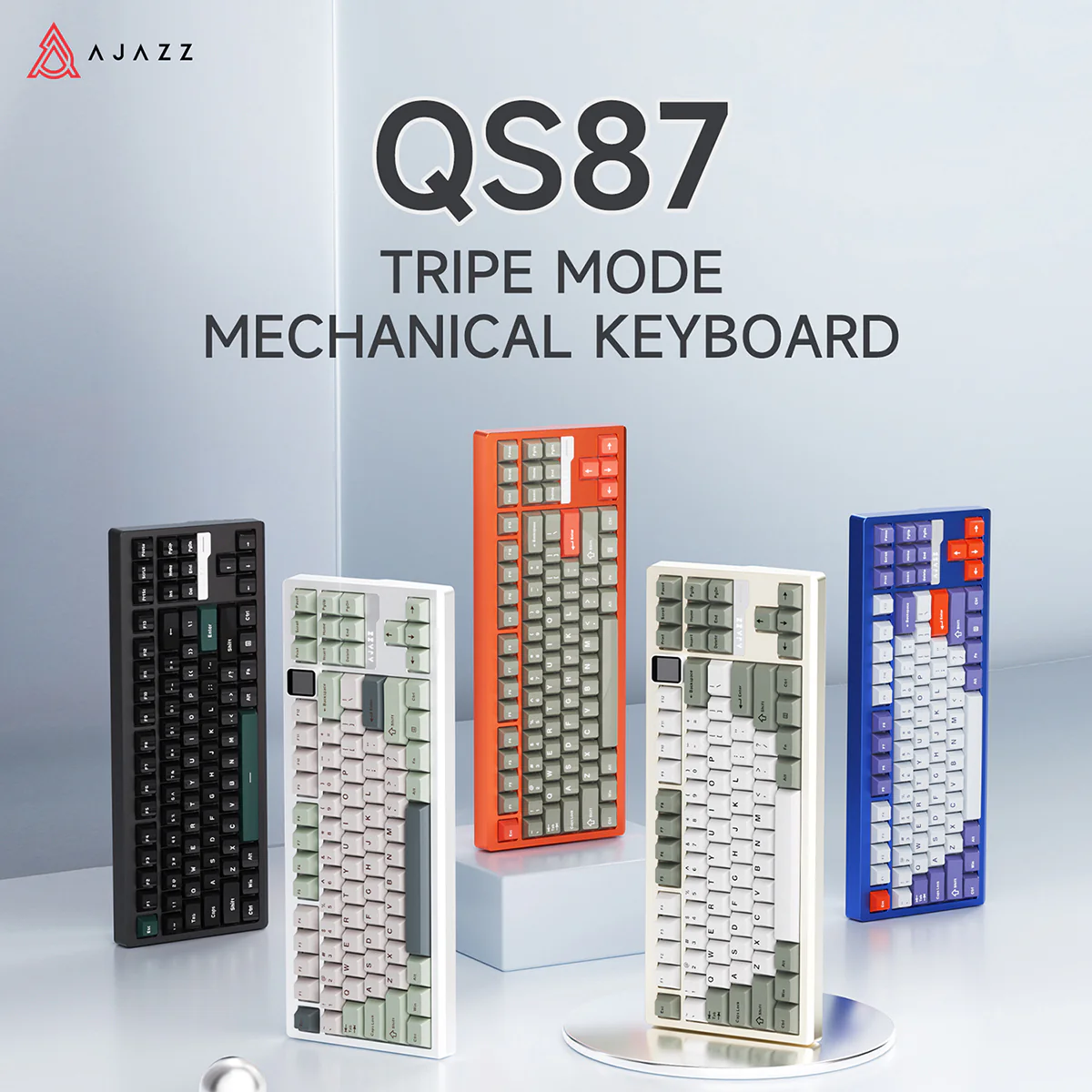 AJAZZ QS87 Aluminum Alloy Retro Mechanical Series Keyboard Three-mode - Image 3