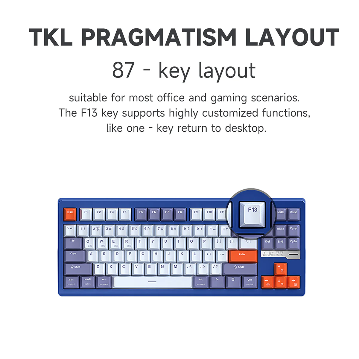 AJAZZ QS87 Aluminum Alloy Retro Mechanical Series Keyboard Three-mode - Image 7